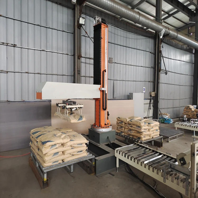 Máy gắp xếp bao xi măng, bao thức ăn gia súc, bao gạo… lên pallet tự động