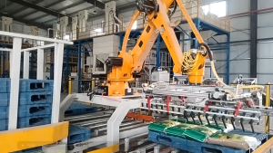 Robot xếp hàng tự động giúp sắp xếp bao hàng lên pallet nhanh chóng, chính xác, nâng cao hiệu quả sản xuất và giảm sức lao động thủ công